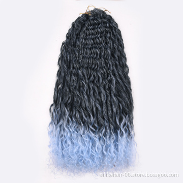 Water Wave Kinky Curly Crochet Braid Hair Soft Long 24Inch Braiding Hair Wavy Ombre Goddess Braiding Synthetic Hair Extensions